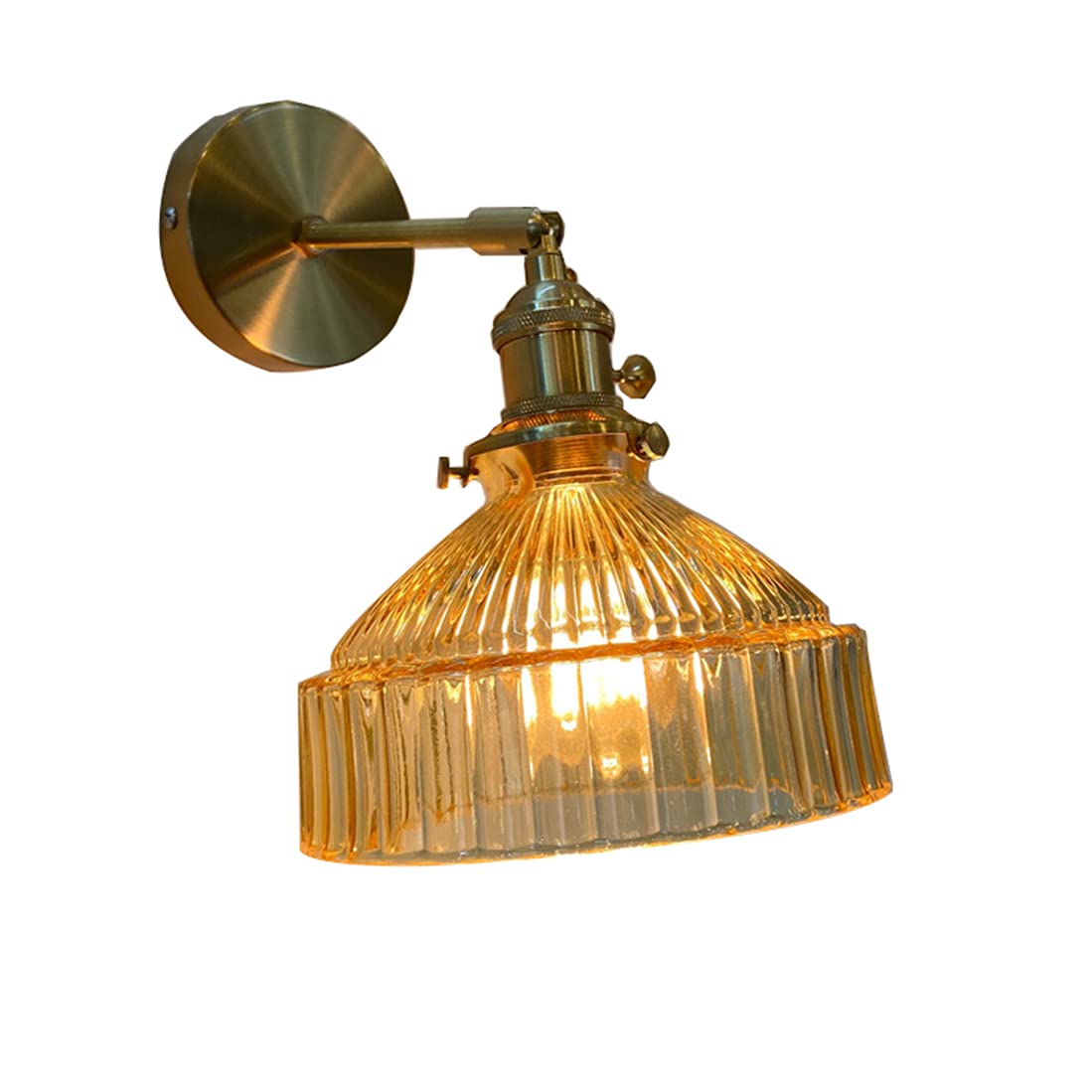 HXYSXHJUO Wall Sconces Industrial Style Glass Lamp With Rotary Switch E27 Brass Finish Lighting Fixtures For Living Room,Bedroom,Bathroom,Kitchen,Loft(Amber-Detail)
