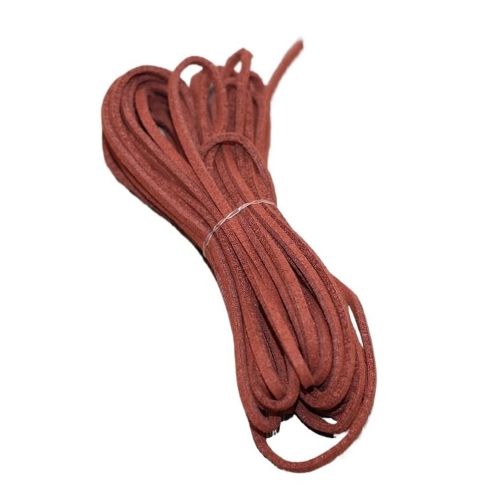 Lina z płaskiej plecionej skóry zamszowej o średnicy 3 mm i długości 5 metrów, wielokolorowa(Red Brown)