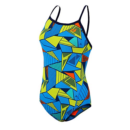 ZONE3 Women's Prism 2.0 Bañador con Correa Trasera, Mujer, Azul/Amarillo, 32