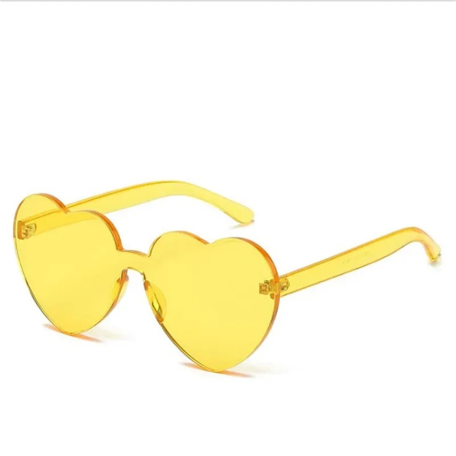 20pcs Heart Sunglasses for Women Men Rimless Eyewear Female Sun Glasses For Night Out Party(Yellow)