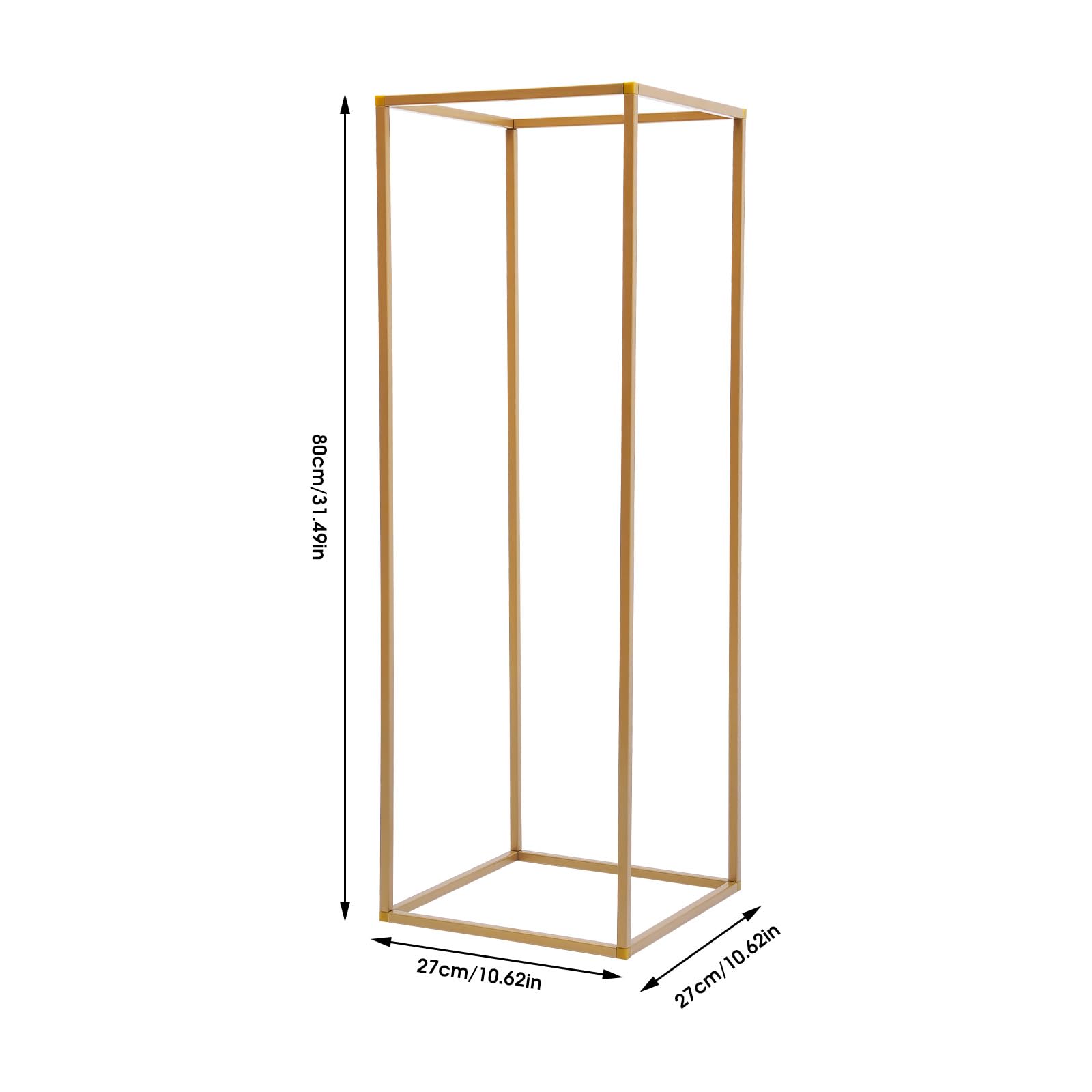 Stojak na kwiaty, zestaw 2 sztuk, złoty, metalowy, 80 cm, 3 kg, regał na kwiaty, idealny na wesele, imprezę, do salonu, geometryczny stojak na kolumny