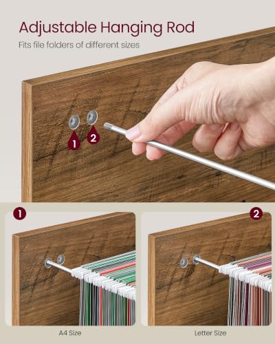 Image of VASAGLE Custos Collection - 2-Drawer File Cabinet, Locking Filing Cabinet for Home Office, Small Rolling Printer Stand, A4, Letter-Size Hanging Files, Assembly Required, Rustic Brown ULCD027K101S