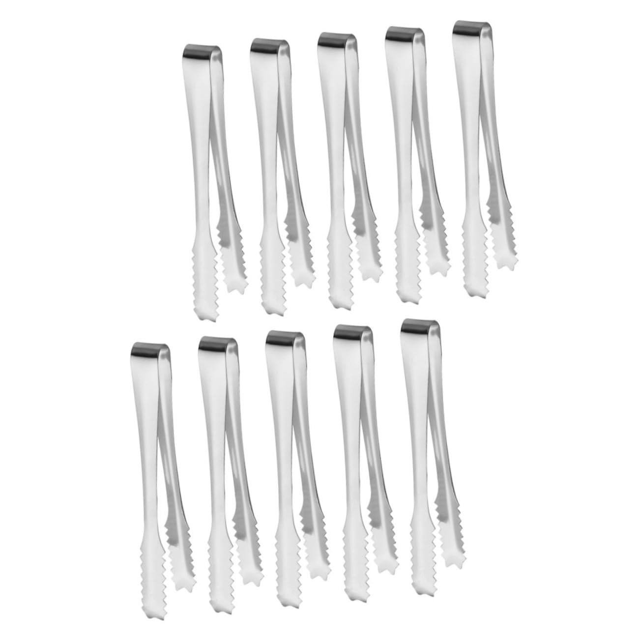 10Pcs Stainless Steel Ice Tongs with Teeth for Serving Ice Cubes and Ice Serving Clips for Home Restaurants Parties and Gatherings