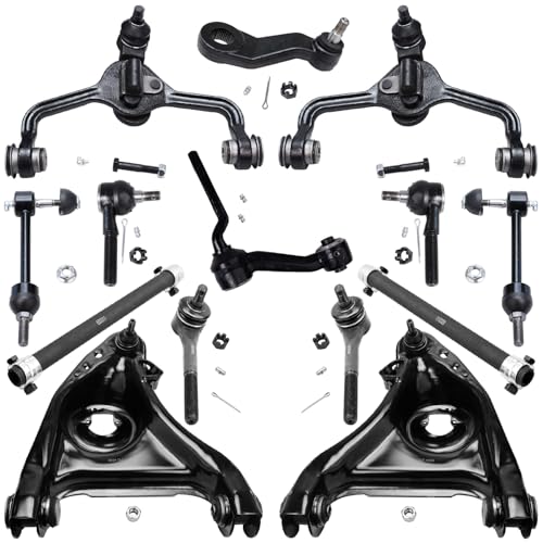 Image of Detroit Axle - Front End 14pc Suspension Kit for 1998-2002 Mercury Grand Marquis Lincoln Town Car Crown Victoria, Control Arms w /Ball Joint Tie Rods Sway Bars Sleeves Pitman Idler Arms Replacement