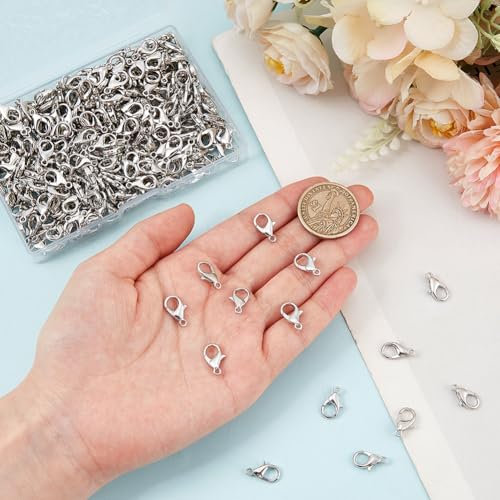 SOFPLATE 300Pcs Lobster Claw Clasps Bulk Lobster Clips Small Alloy Silver Trigger Fasteners Hook Link Clip Findings for jewellery Making DIY Bracelet Necklace Findings Making Accessories Supplies - Image 3