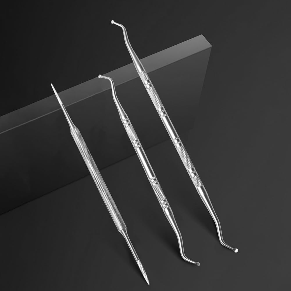 3 Piece Bundle of Ingrown Toenail Files and Lifter Stainless Steel Double - Sided Tools for Nail Cleaning