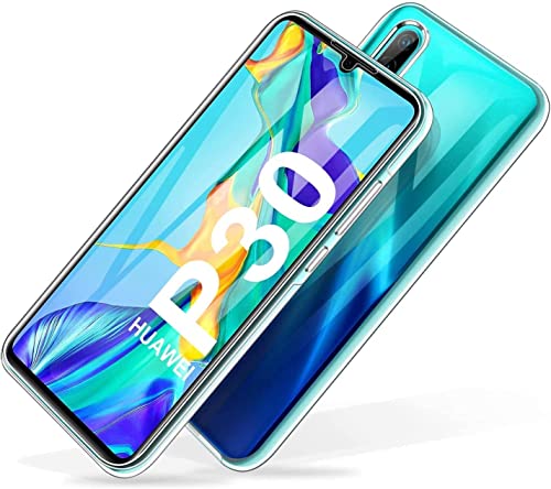 Cover per Huawei P30 360° trasparente – Doppia protezione integrale anteriore e posteriore, in silicone TPU morbido antiurto, design sottile, dimensioni 149,1 × 71,4 × 7,6 mm