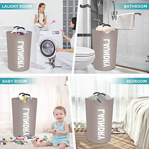 Storageright 115L Large Laundry Basket, Laundry Hamper, Dirty Clothes Hamper For Laundry, Collapsible, Waterproof Laundry Baskets With Foam Protected Aluminum Handles For Laundry, Dorm, Family (Khaki) #TOP5