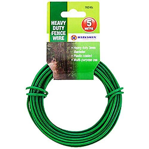 MARKSMAN 20 x Meter Garden Wire Galvanised Green Plant Tie Home Thick Silver Thin Metal Decking Fencing Outdoors Indoor General Purpose Line Twist Coated UK FREE P&P (3.0mm x 5m Green Garden Wire)