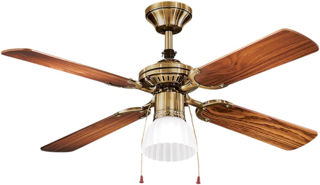 Ventilatore soffitto ottone 4 pale Ø105cm con luce E27