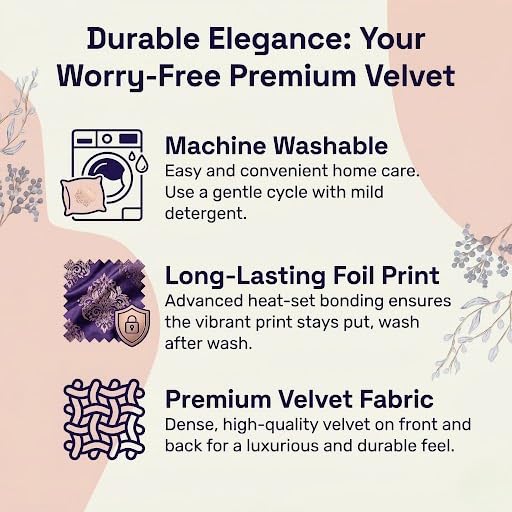 Image of Wakefit Designer Cushion Cover | 16x16 inch | Velvet Foil Print Fabric | Machine Washable | Pack of 1 | Golden Dust | Off White Fabric & Golden Print
