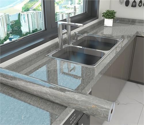DUNSBY Vinilo Encimera Cocina Papel pintado adhesivo for pared de cocina, diseño mármol, resistente al aceite, papel PVC for, decoración del hogar, película impermeable(Color-02,60CM X 5M)
