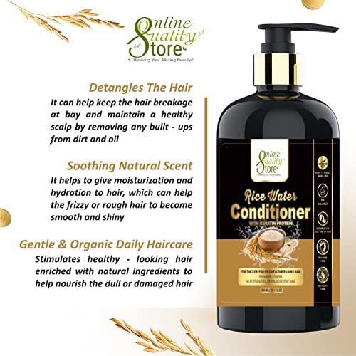 Online Quality Store Fermented Rice Water Conditioner - 300ml, with Rice Water & keratin protein for hair growth | For Damaged, Dry and Frizzy Hair| For Shiny & Stronger Hair