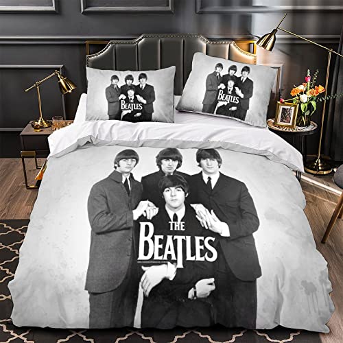 The Beatles Parure De Lit Décor Rock ‘n’ Roll,Groupe de Rock- Impression Numérique 3D-100 % Microfibre-Douce Et… - Les Beatles, Paul McCartney, John Lennon, RIngo Starr, George Harrison The Beatles Parure De Lit Décor Rock 'n' Roll,Groupe de Rock- Impression Numérique 3D-100 % Microfibre-Douce Et… – Image 4