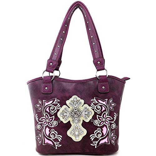 Justin West Embroidery Floral Silver Cross Concealed Carry Handbag Purse Wallet product thumbnail 10