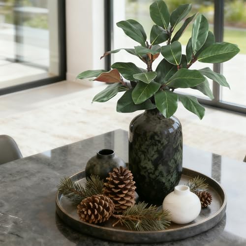 Coferset 5個 マグノリア 人工茎 22インチ フェイクマグノリアの葉 3D リアルタッチ マグノリアの枝 屋内 テーブル 花瓶 オフィス ホーム ウェディング フラワーアレンジメント [3]