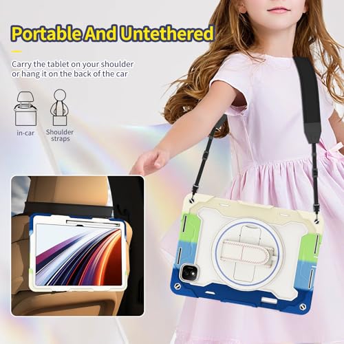 HUOLUNGJIN Wytrzymałe etui do Huawei Honor Magic Pad 2 31.2 cm, odporne na wstrząsy, wytrzymałe etui ochronne z podpórką obracającą się o 360°, regulowanym paskiem na rękę i paskiem na ramię