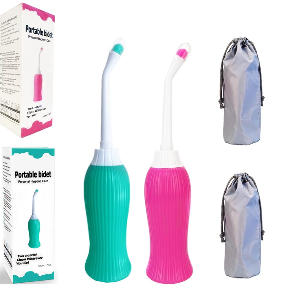 NALACAL Portable Bidet Spray Handheld, 2 Packs 450ML Water Capacity with Nozzle, Personal Bidet Sprayer for Kids Washing, Personal Hygiene Bathroom Aid, Pregnant Women Cleansing, Postpartum Clean