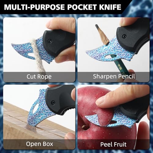 Image of Small Pocket Knife for Women Men,Cool Folding Knife Box Cutter,Folding Utility Knife with 1.38''Sharp Blade,Mini EDC Knives for Everyday Carry,Ideal Gifts for Men and Women(Lightning Texture)