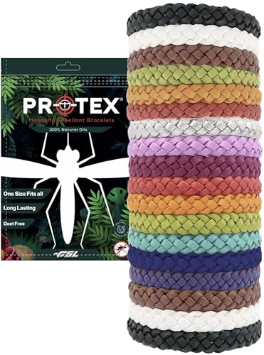PR0TEX 18 Pack Mosquito Repellent Leather Wrist Bands (Deet-Free)