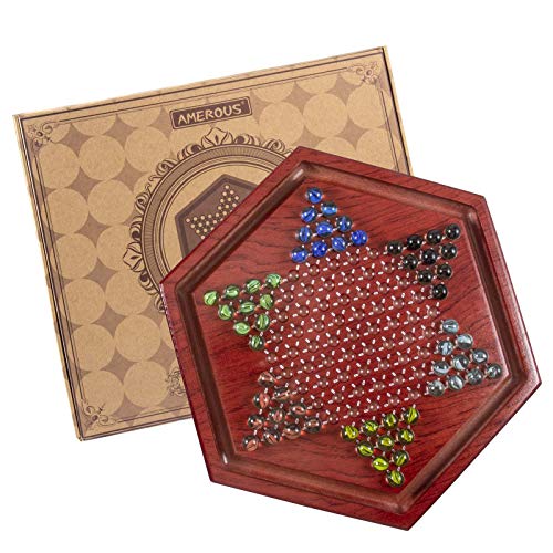 Juego de mesa chino de mesa de madera con 60 canicas de colores miniatura 6