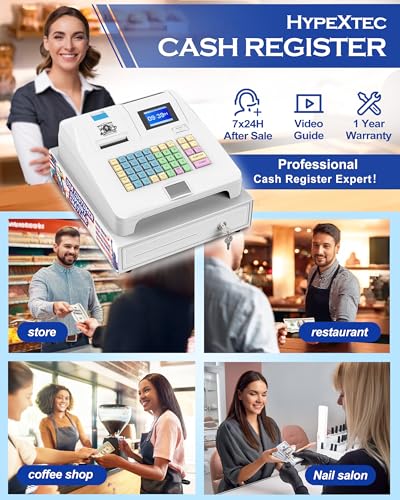 HypeXtec Caixa registradora real 2025 para pequenas empresas com gaveta de dinheiro, calculadora ele