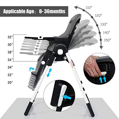 INFANS 4 in 1 Excessive Chair–Booster Seat, Convertible Highchair w/Adjustable Peak and Recline, Detachable Tray, Removable Cushion, Set up-Free, Easy Fold for Child, Toddler & Toddler, Grey 3 51sed4BHlNL