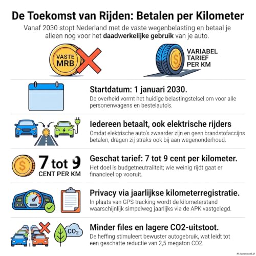 2030 - Nederland gaat kilometerheffing personenauto's invoeren als vervanging van de aloude motorrijtuigenbelasting