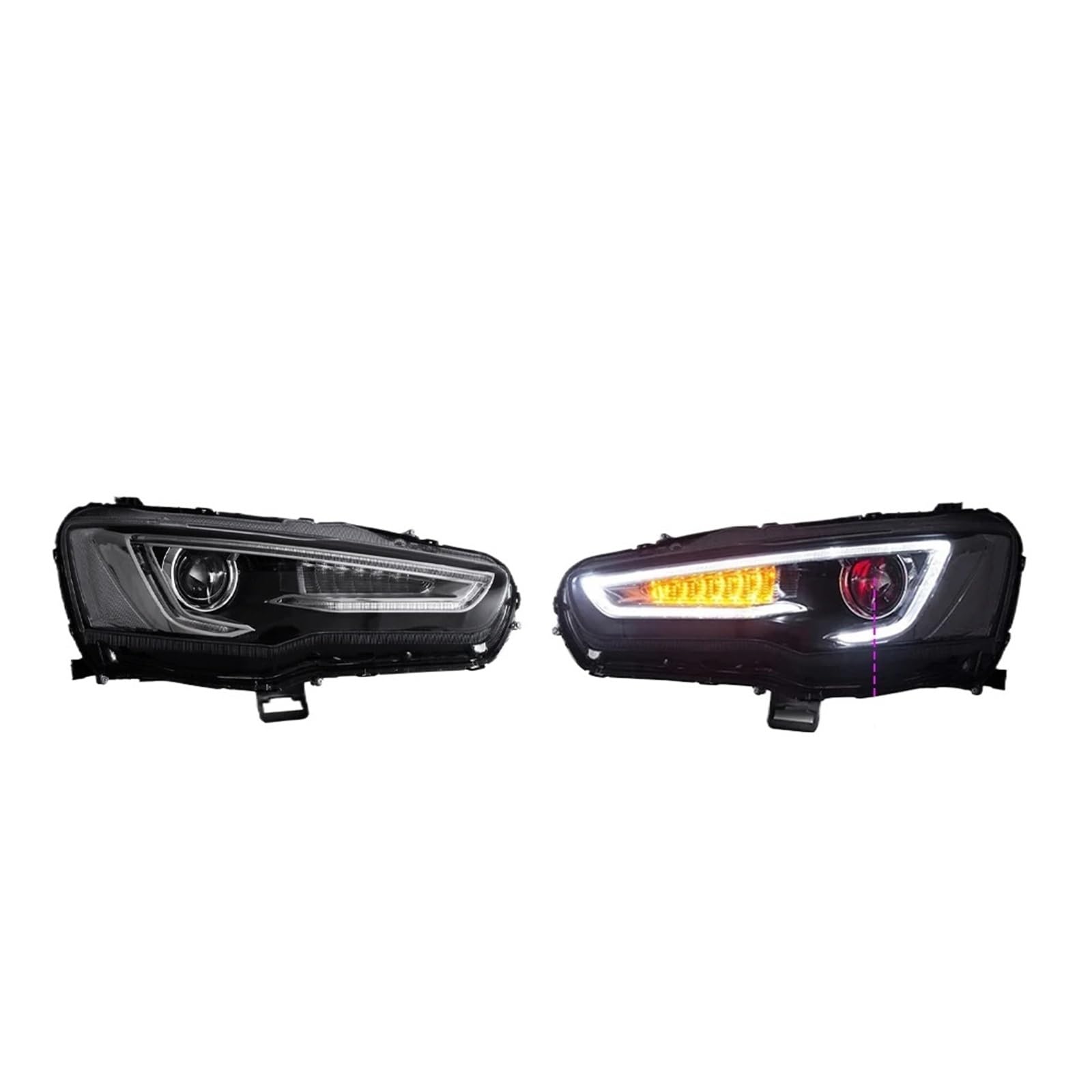 XUHRJOHI Car Styling Car Headlight Assembly Compatible For Mitsubishi Lancer 2008-2017 LED Head Lamp Car Tuning Light Parts Plug And Play(LHD Demon Eye)