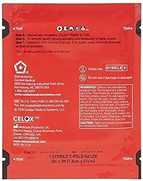 Celox Rapid B-CON Z-Fold Gauze with Hemostatic Granules, 3in x 2ft
