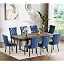 Rustic Brown Table + Blue Chairs
