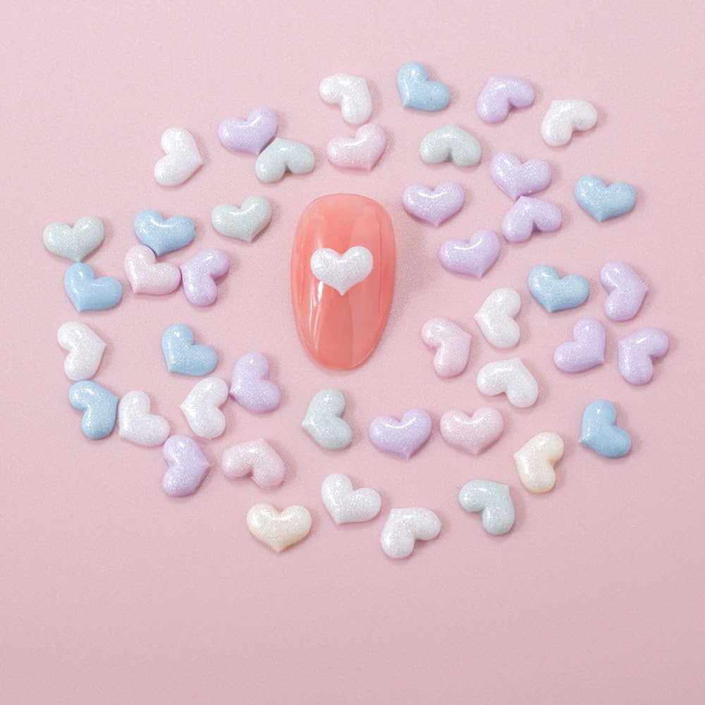 qbodp 300 Pcs Mixed Color Nail Decoration Fashion Nail Decoration Flat Back Heart Decoration for Nail, Nail Supplies Nail Art Decoration Accessories