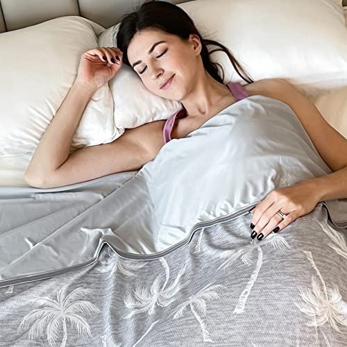 Omerai Cooling Blanket For Hot Sleepers Throw, Breathable Summer Blanket Coconut Trees Cool Blankets For Sleeping Lightweight Cooling Blankets For Night Sweats Summer Throw Blankets, 50"X70" Grey #TOP7