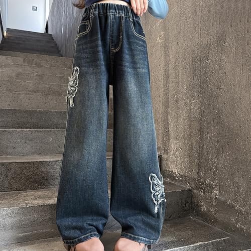 Girls Cute Bow Pant Baggy 𝐘2k 𝐁oyfriend Wide Leg Jeans Youth High Waist Straight Leg Fall Streetwears with Poket3