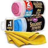 Premium 2pk Mini +1 Free Shammy Cloth for Car Drying - 17”x13” - Super Absorbent Chamois Towel for Car - Scratch-Free, Reusable & Soft Cleaning Towel