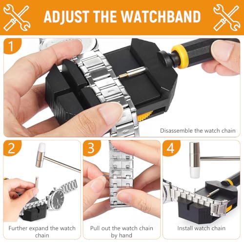 Image of Serplex Watch Link Repairing Removal Tool Set with Pin Remover, Spring Bar Tool, Hammer, Pin Punches & Replacement Pins, for Bracelet Adjustment & Replacement, Pin Remover for Sizing Strap