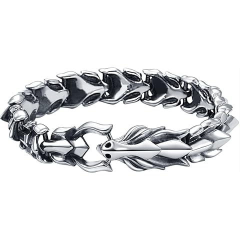 TURTLEDOVE Viking Dragon Link Bracelets, Norse Jormungandr Jewelry for Men
