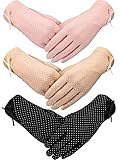3 Pairs Women Summer Gloves Sunblock Non-slip UV Protection Gloves for Outdoors