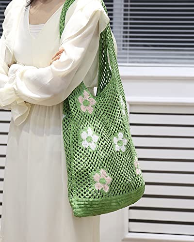 Image of ENBEI Beach Bag Crochet Tote bag for Women,Aesthetic Boho Large Bag,Foldable&Lightweight,Shopping,Beach,Travel,Daily Use
