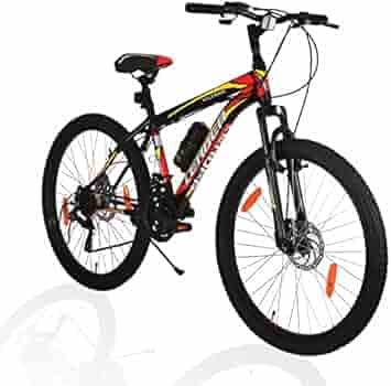 Leader Ultima Mens 26T Multispeed (21 Speed) Mountain Bike with Front Suspension & Dual Disc Brake - Matt Black/Red. Ideal for 12 + Years (Frame: 18 Inches)