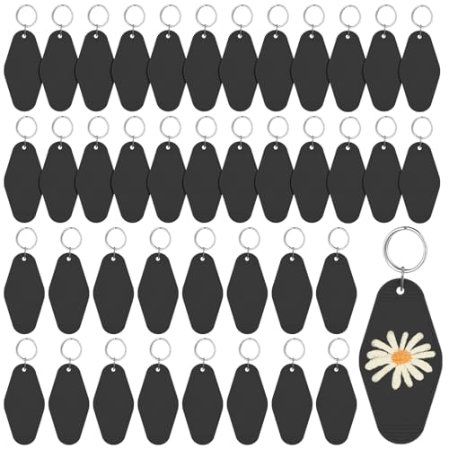 Image of LOTMER 20 /30 /40 /80 PCS Hotel Keychain Blank with Key Rings, 60 Colors Motel Key Chains for DIY Keychains