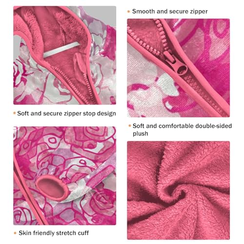 OTVEE Abstract Painting Pink Rose Kids Hoodie Jacket Fall Spring Full Zip Warm Outwear Coat3