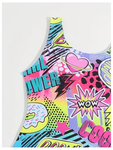 WDIRARA Girl's One Piece Swimsuit Graphic Letter Print Swimwear Beach Bathing Suit3