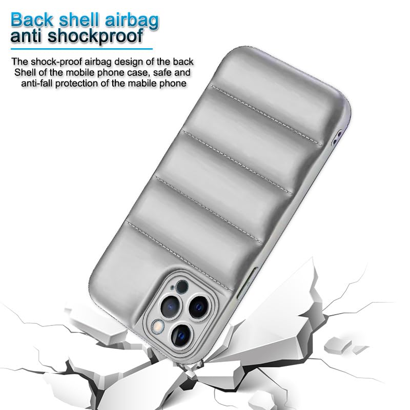 Image of Amazon Brand - Solimo Puffer Case Camera Protection Soft Back Cover for Apple iPhone 12 Pro Max - Silver