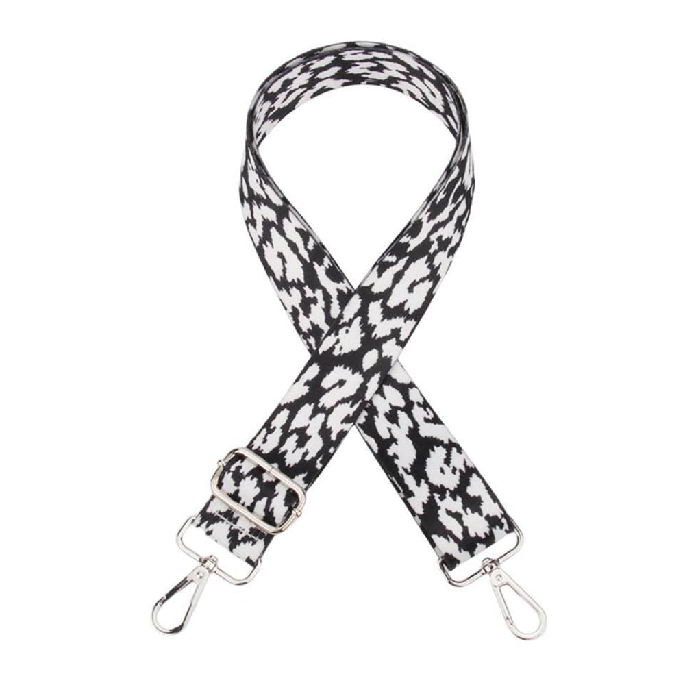 DETPWVWB Handbag Strap,Adjustable Wide Shoulder Strap, Width 3.8cm Shoulder Strap for Changing,Bag Strap,Bag Strap,Bag Chain,Replacement Strap,Bags,Webbing(01-black and White,Silver Clasp)