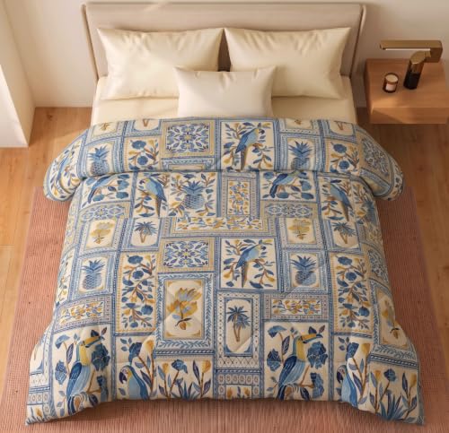 Image of HOMEKART 220 GSM Reversible Microfiber AC Comforter /Duvets for Mild Winter | All Season King Size 3 Layered Quilted Blanket for Double Bed (220 cm x 240 cm,Multicolour