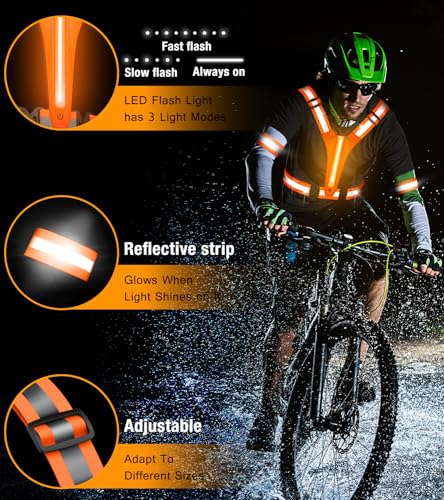 Led Light Up Running Vest Reflective Vest for runners night walking Rechargeable LED Reflective Running Vest High Visibility with Adjustable Waist/Shoulde - Image 4