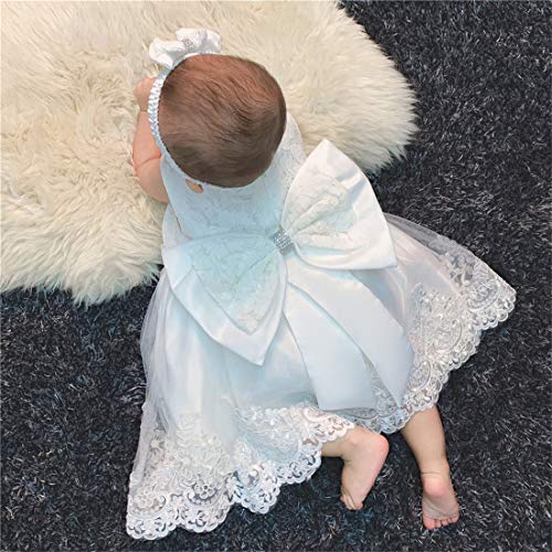 Kissourbaby White Toddler Baby Girls Embroidered Christing Pageant Birthday Party Baptismal Dress With Headband(White18M) #TOP4