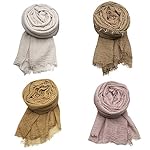MANSHU 4PCS Women's Soft Cotton Hemp Shawl & Wrap, Long Scarf & Head Scarf - Image 2