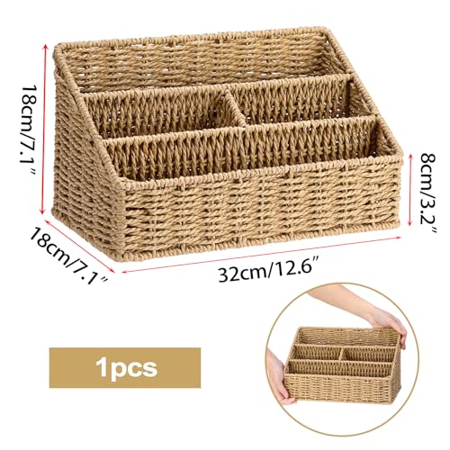 Organiseur de courrier en corde de papier BTSKY avec 4 compartiments marron - 4